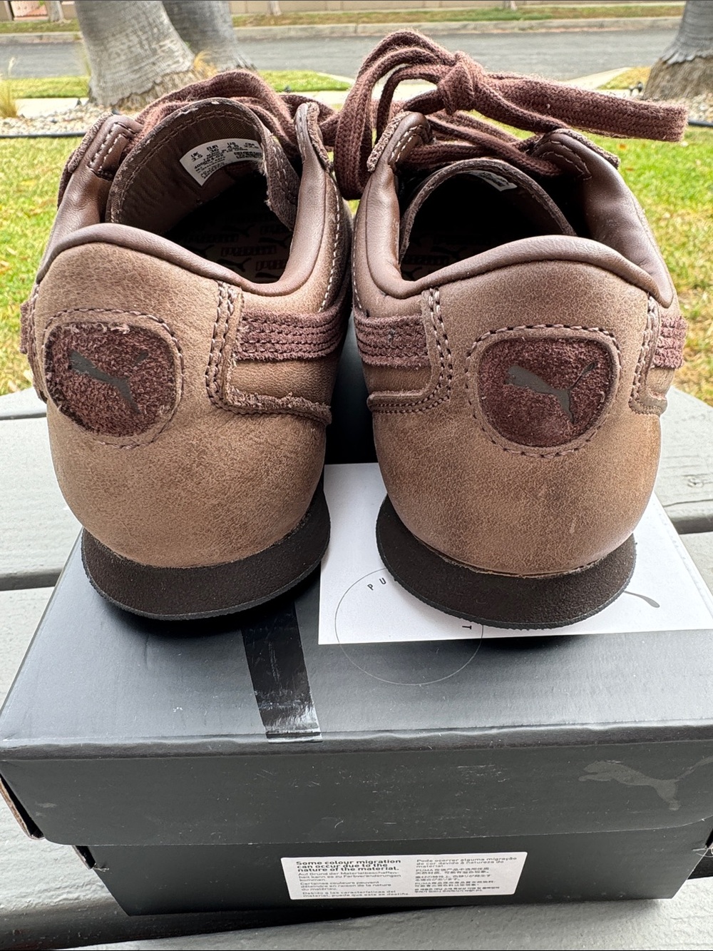 Puma Unisex Sprint Premium Espresso Brown Leather/Suede Low-Top Sneakers - Picture 3 of 7